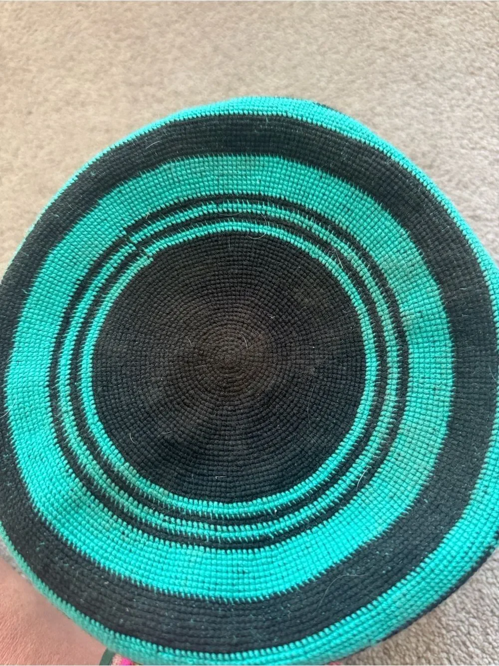 Green & Black Zigzag Knit Storage Basket
